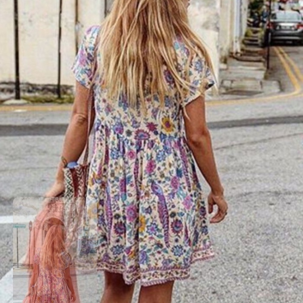 Paisley Mini Boho Dress - Picture 3 of 8